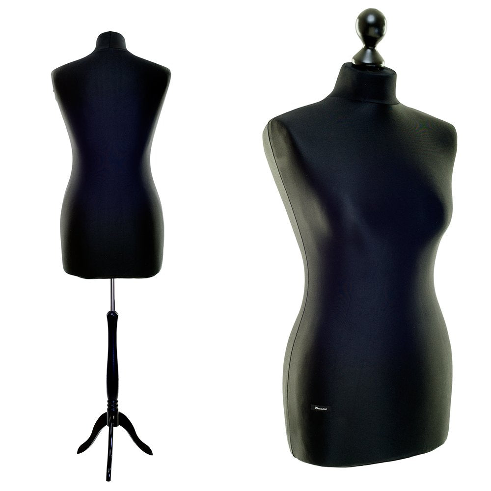 LUCCESI Schneiderpuppe | Grössen S - XL (Female Torso Size: M/L (38-40) | Bezug schwarz | Standfuss