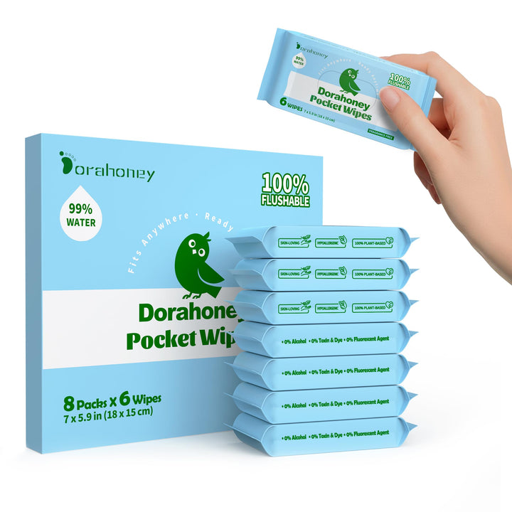 Spülbare Feuchttücher Reisegrösse – Mini, Plastikfrei & Unparfümiert, Feuchtes Toilettenpapier für u