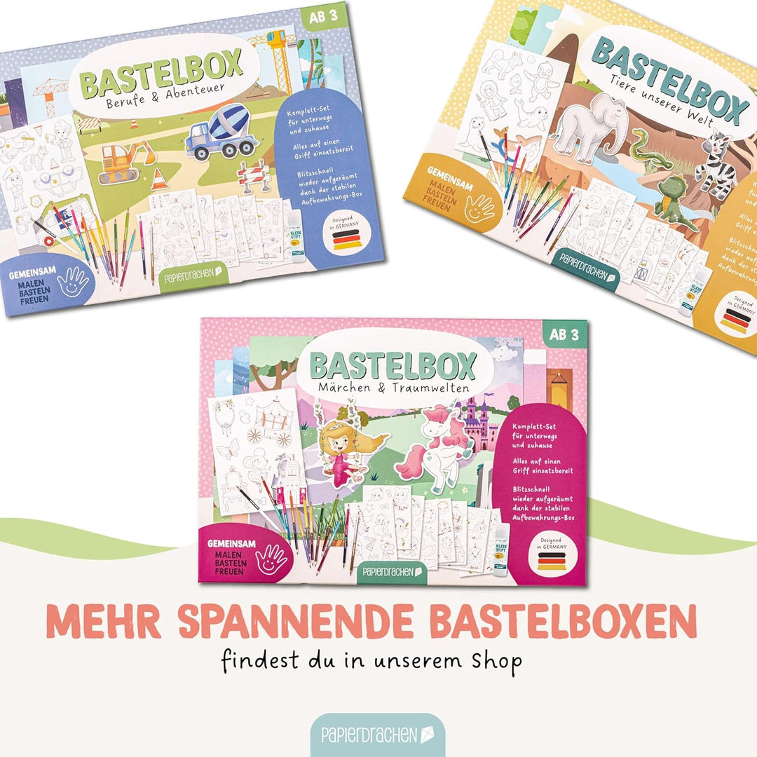 Papierdrachen Bastelbox Osterhasenwelt - Komplettes Ostern Bastelset ab 3 Jahren - Inkl. Buntstifte