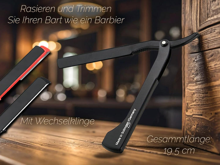 Solinger Rasiermesser Rasier-Set für Männer mit Wechselklingen Made in Germany Bartpflege Messer mit