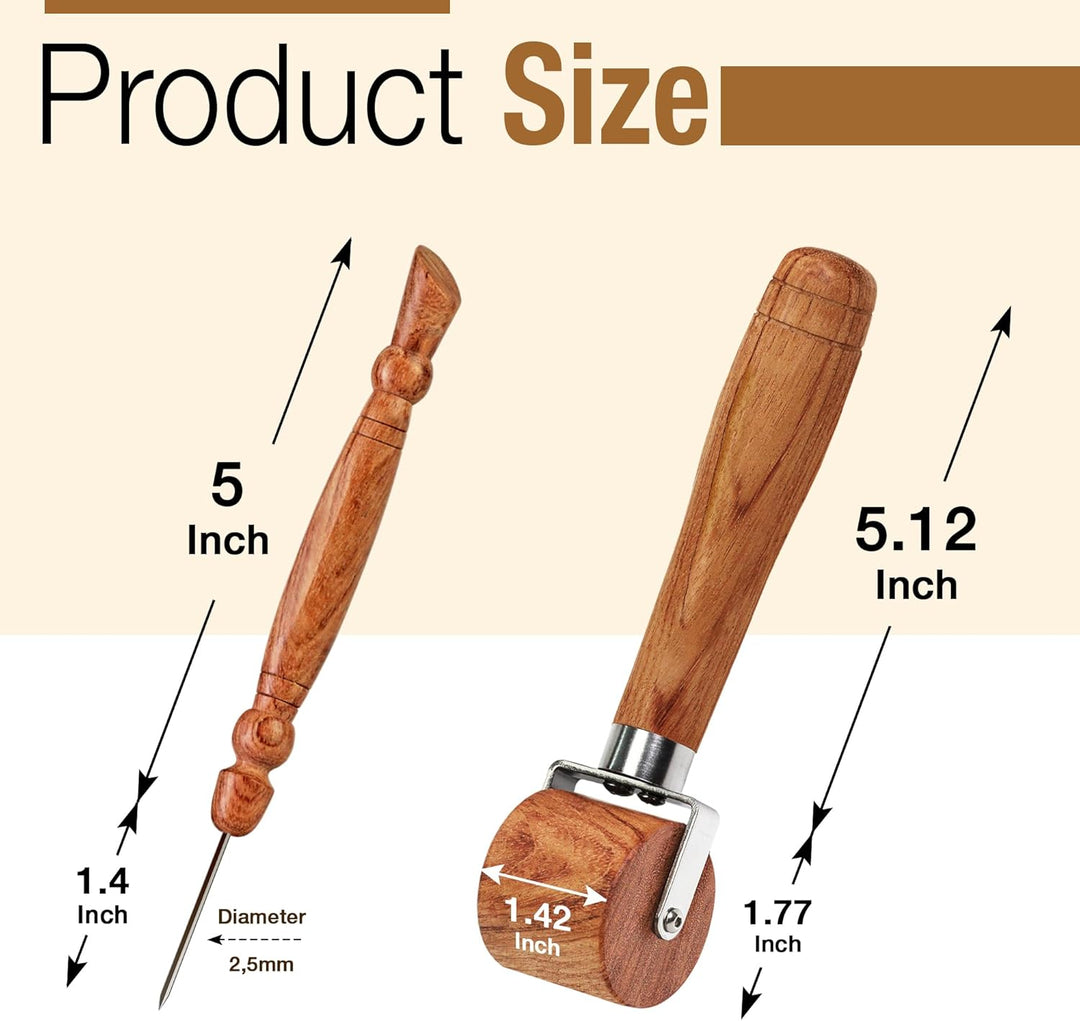 Savina Nahtroller & Stiletto zum Nähen/Quilten – Holz-Presswalze, leicht zu greifender Griff – Holz-