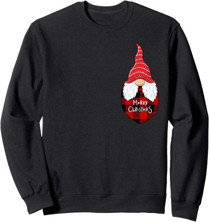 Nette Weihnachtszwerg niedliche karierte Tasche für Sweatshirt