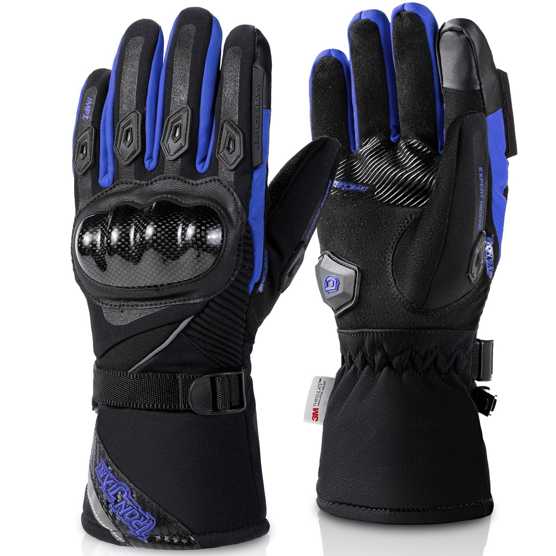 BORLENI Winter Motorradhandschuhe Herren, Motorrad Handschuhe Herr Warm Winterhandschuhe Wasserdicht