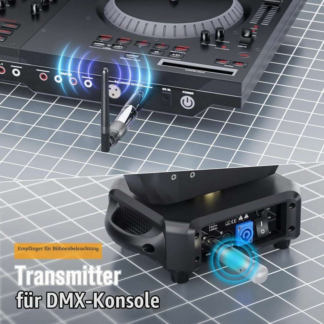GdjRttk Wireless DMX Controller mit Boxen, Wireless DMX512 Transmitter/Receiver LED Light Controller