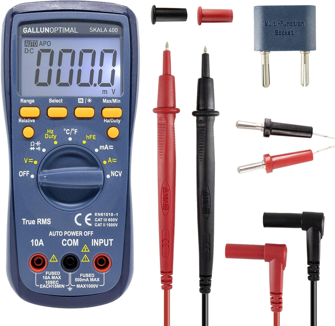GALLUNOPTIMAL Skala 400 Digital-Multimeter True-RMS mit Temperatur-Messung + AC/DC Multifunktionstes