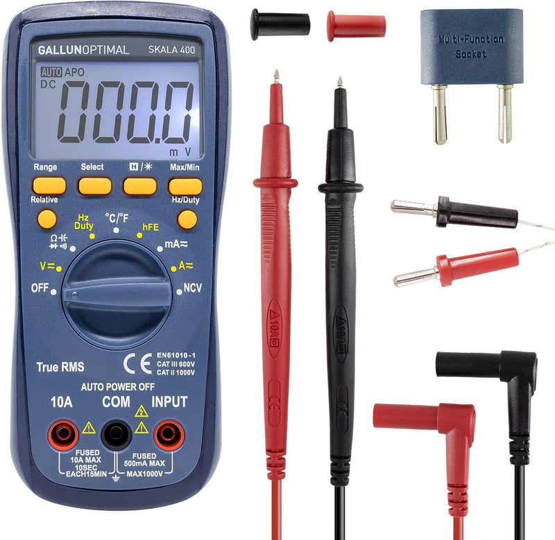 GALLUNOPTIMAL Skala 400 Digital-Multimeter True-RMS mit Temperatur-Messung + AC/DC Multifunktionstes