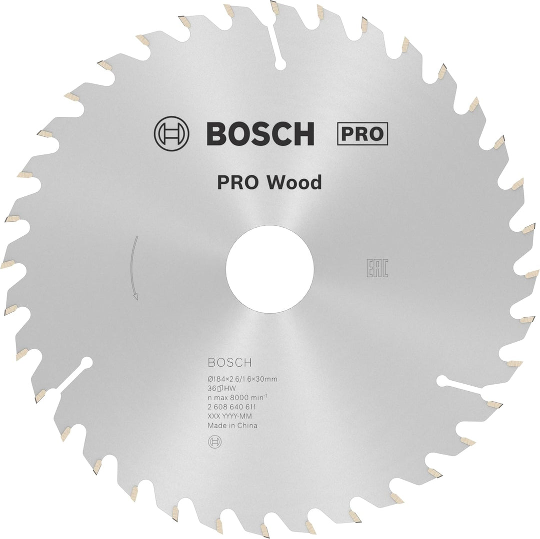 Bosch Professional 1x Kreissägeblatt Optiline Wood (Sägeblatt für Holz, Ø 184 x 30 x 2,6 mm, 36 Zähn