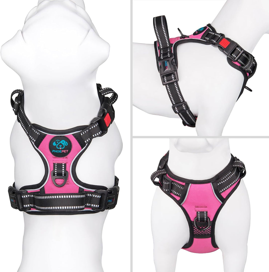PHOEPET Hundegeschirr ohne Zug für kleine Hunde, reflektierende, verstellbare Front-Clip-Weste mit G