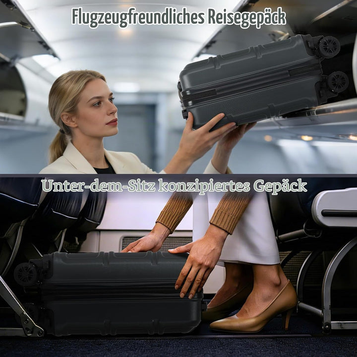 KONO Koffer Trolley Reisekoffer aus ABS+PC – Leichter Hartschalenkoffer mit 4 Zwillingsrollen und TS