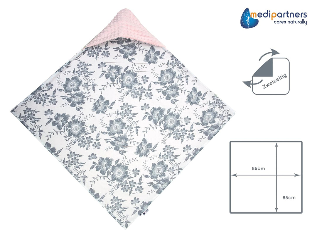 Medi Partners Einschlagdecke 100% Baumwolle 85x85cm Kuscheldecke für Kinderwagen Babyschale universa