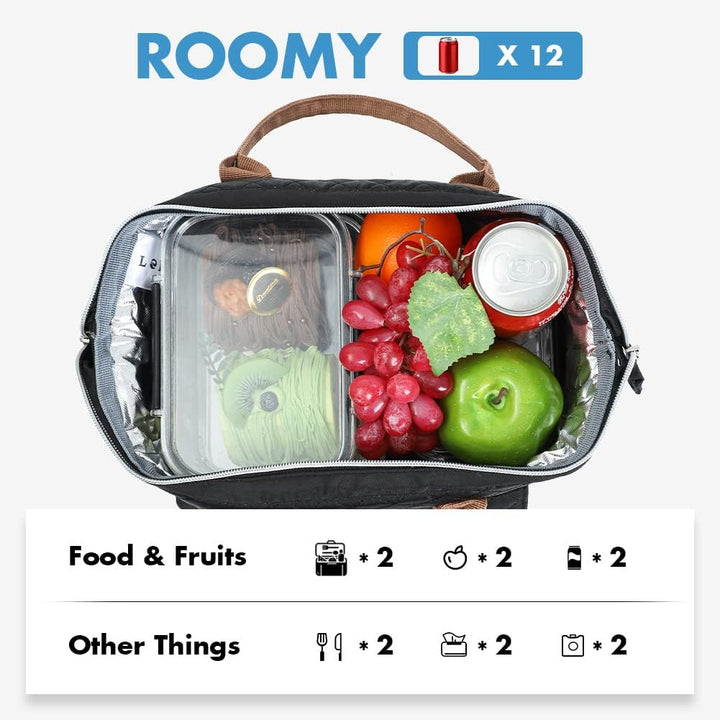 Lekesky Kühltasche Damen Lunchtasche Isolierte für Frauen Auslaufsichere Weit Geöffnete Lunchbox, 11