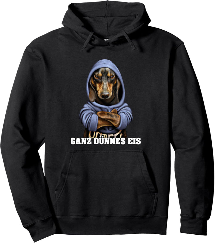 Dackel mit Hoodi oder Hund Dachshund ganz dünnes Eis Pullover Hoodie