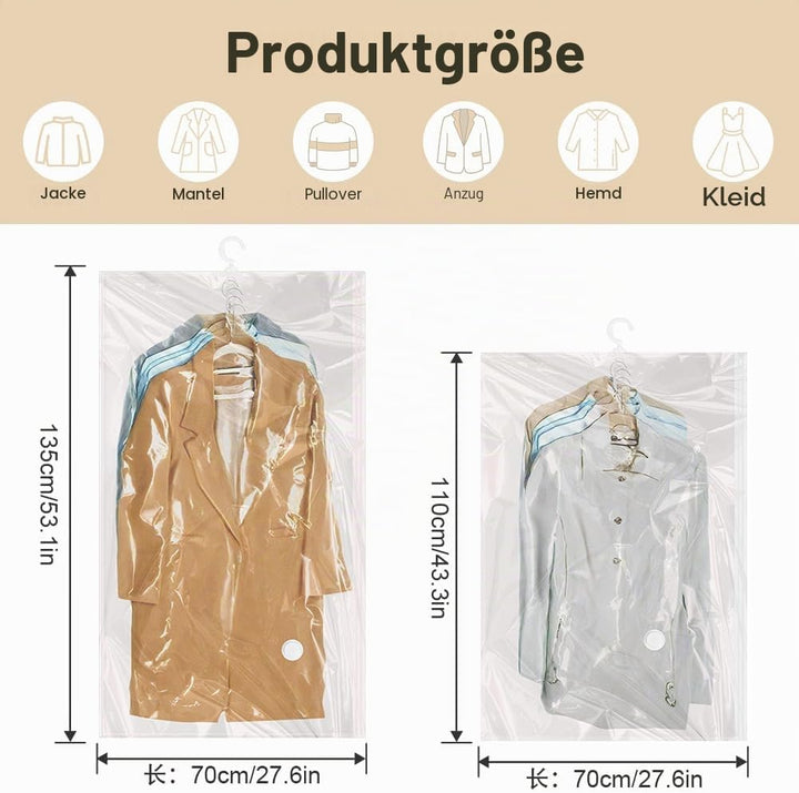 Flintronic Vakuumbeutel für Kleidung, 4 Stück Vakuumbeutel zum Aufhängen, Vakuumbeutel für Kleidung,
