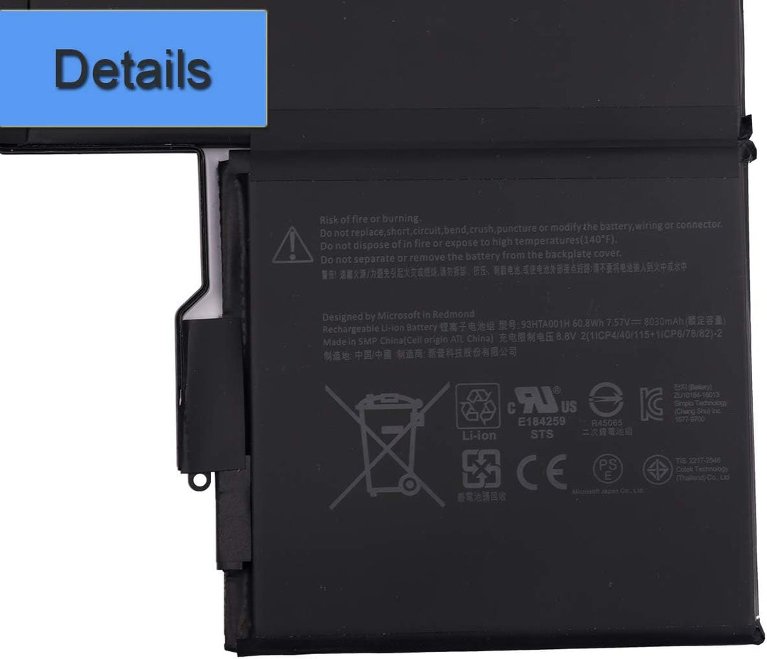 Replacement Battery 93HTA001H G3HTA001H Kompatibel mit Microsoft Surface Book 1st Gen Model 1785