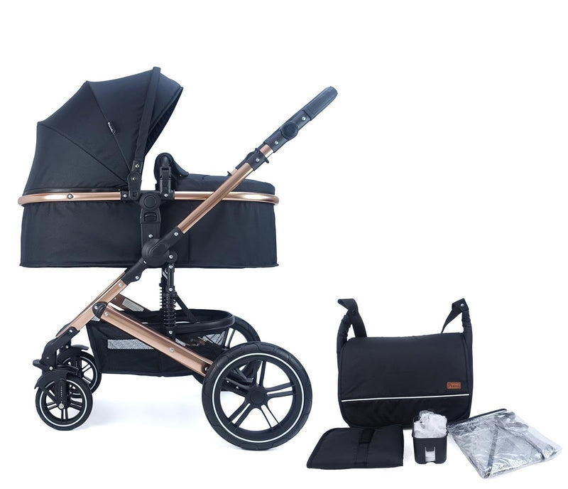 Pixini Kinderwagen Kalani 3in1 altrosa altrosa ohne Babyschale, altrosa ohne Babyschale