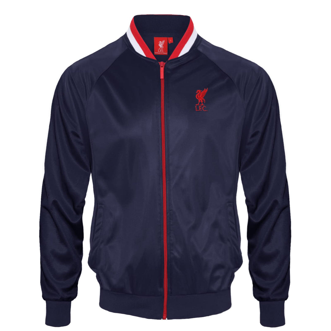 Liverpool FC Herren Retro-Trainingsjacke - Polyester 3XL Dunkelblau mit Gestreiftem Kragen, 3XL Dunk