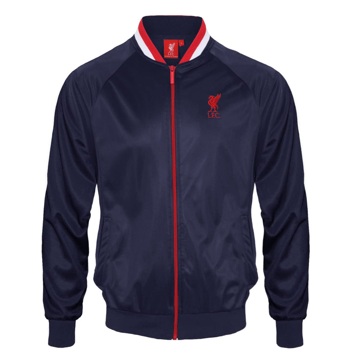 Liverpool FC Herren Retro-Trainingsjacke - Polyester 3XL Dunkelblau mit Gestreiftem Kragen, 3XL Dunk