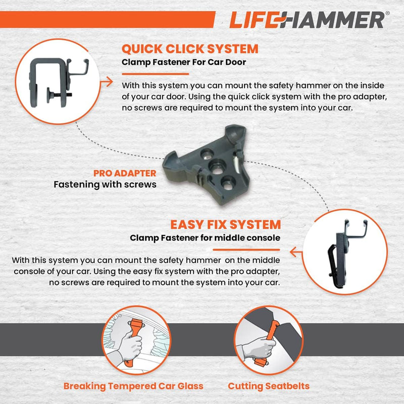 Lifehammer Brand Auto Sicherheitshammer, das Original Notfall Flucht und Rettungswerkzeug mit Gurtsc