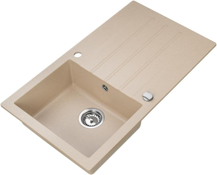 Axigran Granitspüle Mojito 100 Küchenspüle Axis Beige Einbauspüle 50er Unterschrank Spülbecken Sipho