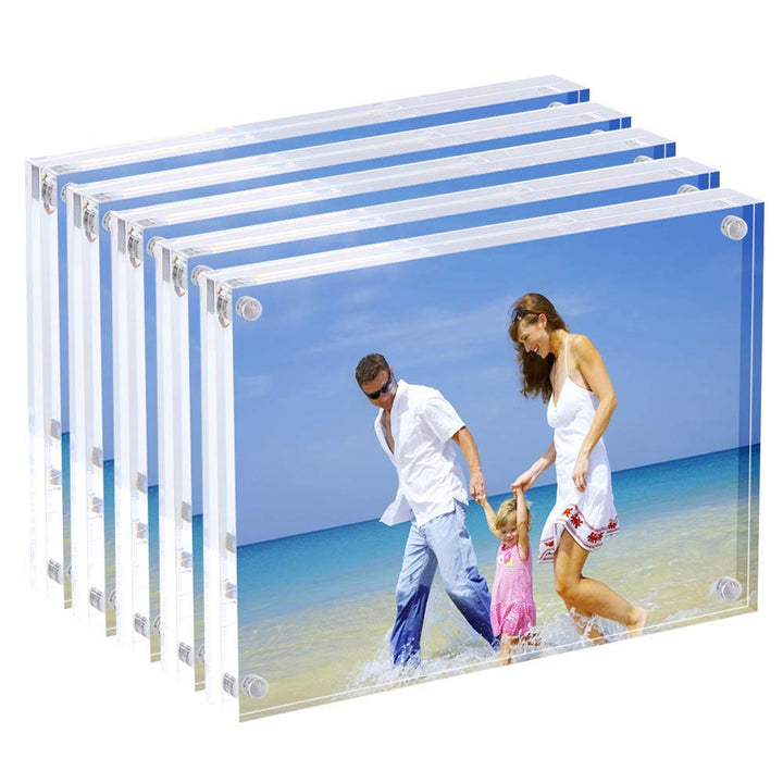AMEITECH Acryl Bilderrahmen, 9x13 cm transparent, doppelseitig magnetisch Bilderrahmen, Desktop rahm