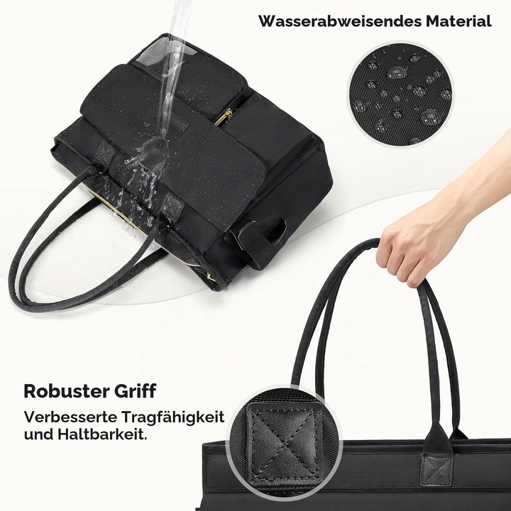 RAINSMORE Lehrertasche Damen mit Lunchfach 17.3 Zoll Laptoptasche Gross Isoliertes Fach Wasserdicht