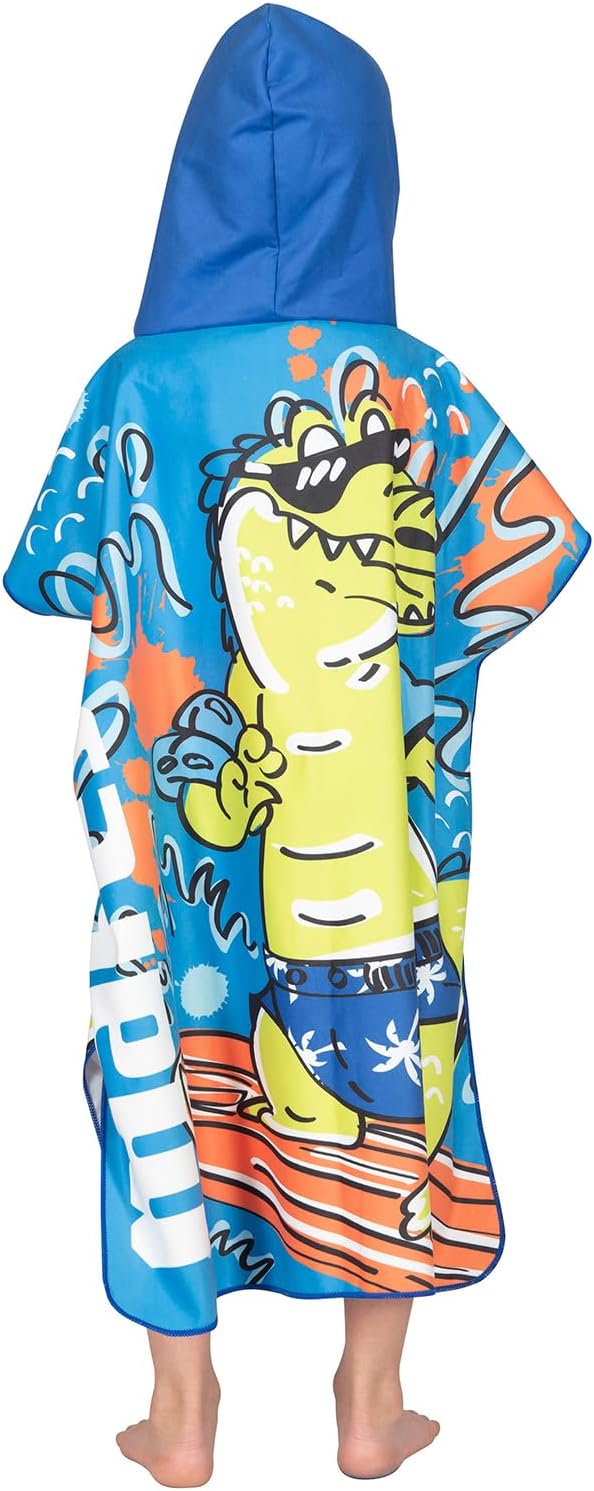 Mares Seaside Poncho Junior, Polyester-Mikrofaser Bademantel Badeponcho Strandtuch Kinder, Krokodil,