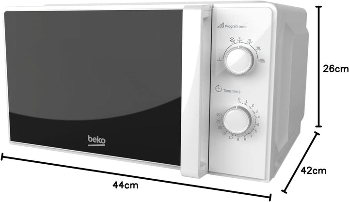 Beko MOC20100WFB Mikrowelle Solo 20 Liter, 700 W, Timer max. 30 min, 5 Stufen, Auftau- und Aufwärmfu