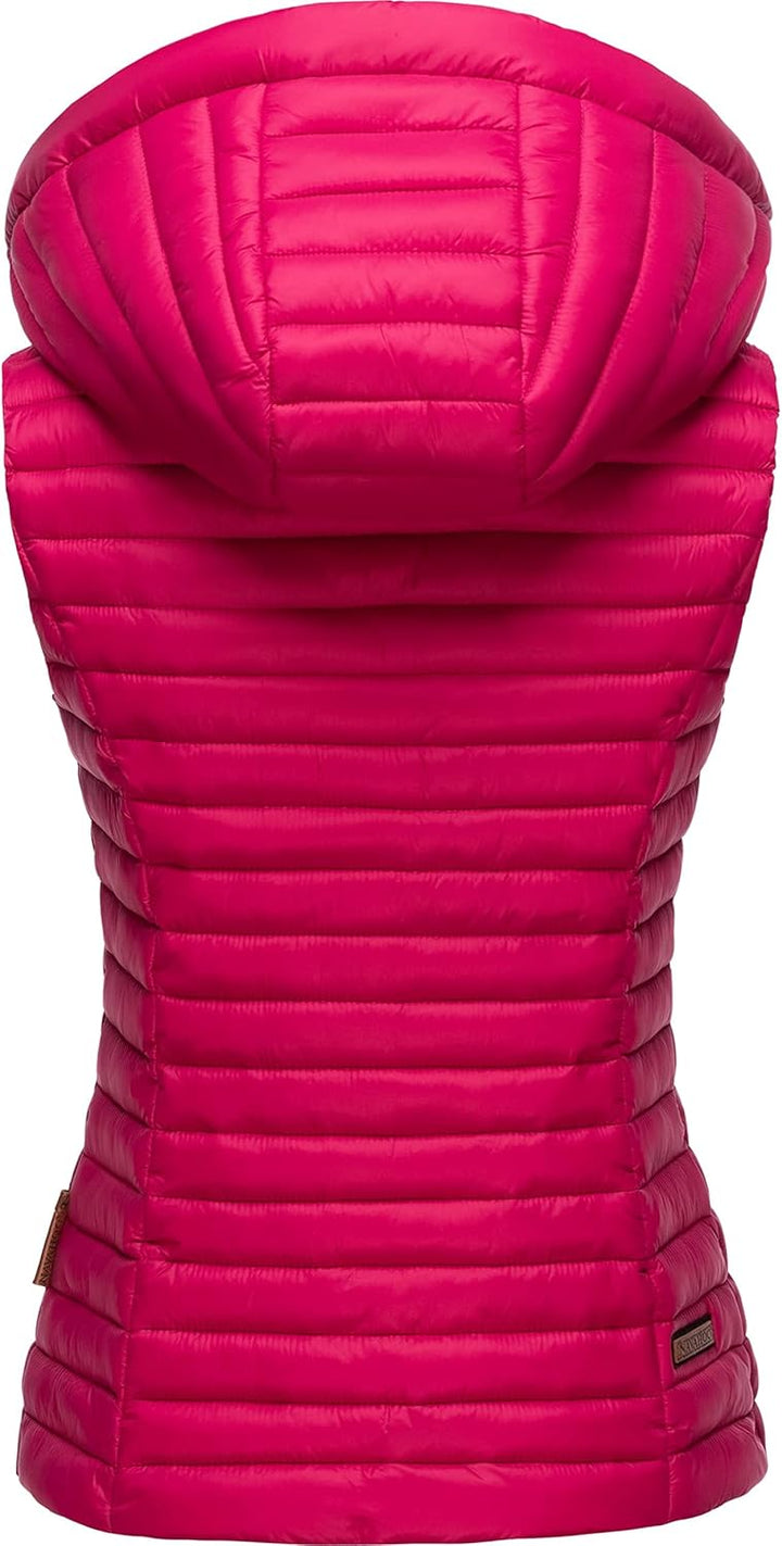 Navahoo Damen Übergangsjacke leichte Steppweste mit Abnehmbarer Kapuze Shadaa XS-3XL XS Fuchsia, XS