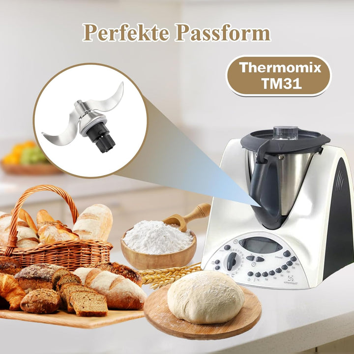Teigmesser für Vorwerk Thermomix TM31, Mixmesser Ersatzteile für Thermomix TM31, Edelstahl-Teigmisch