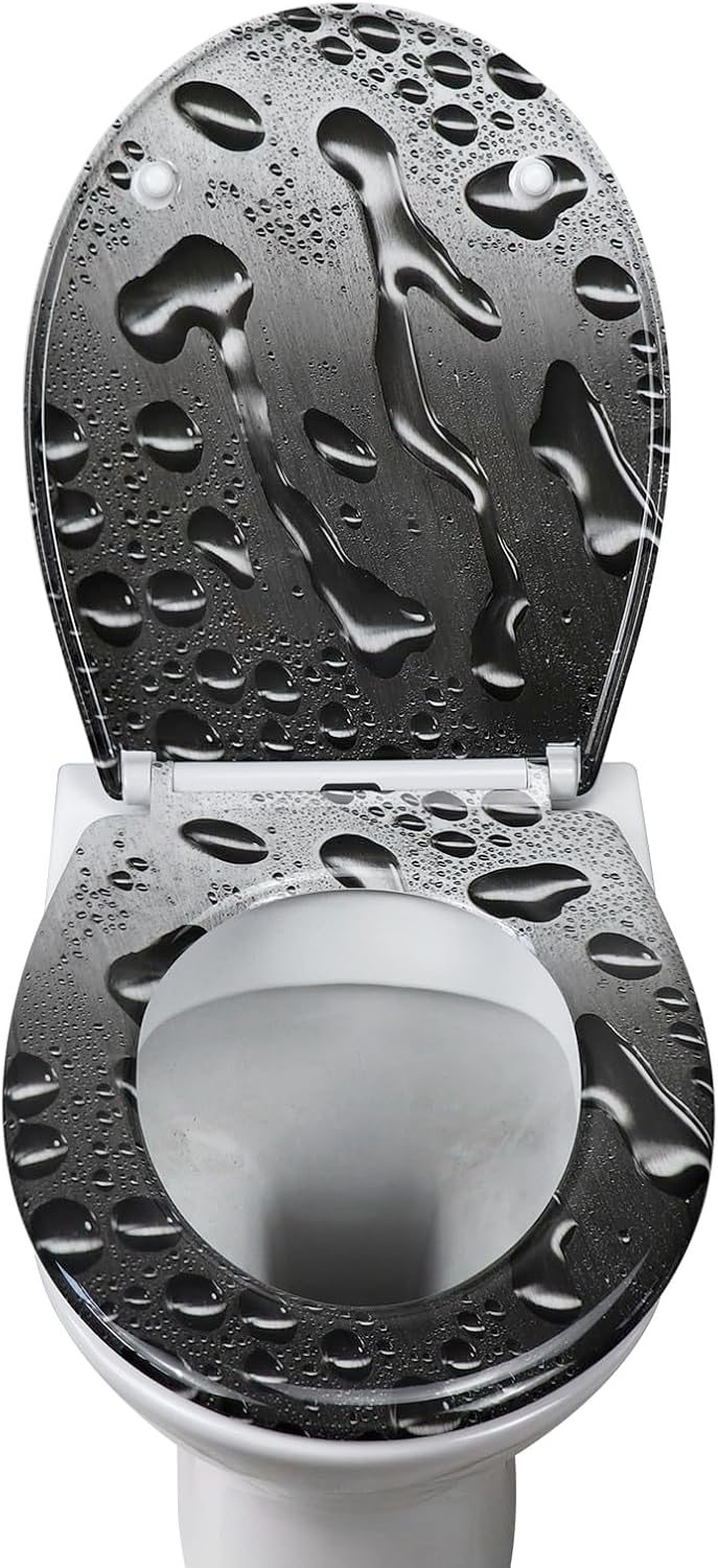 Fanmitrk WC Sitz mit Absenkautomatik, Toilettendeckel Duroplast, Klodeckel mit Schnellverschluss, Mo