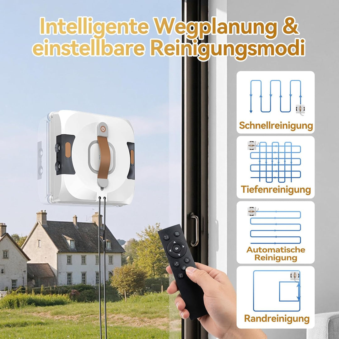 Fensterputzroboter mit Sprache Wechseln, Dual Side Spray Fensterreinigungsroboter mit 110ml ml Dual
