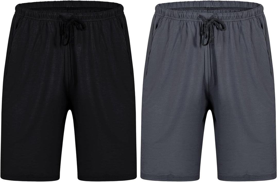 Chalier Cozy 2er Pack Pyjamahose Herren Kurz Modal Schlafanzughose Weich Verstellbare Taille, Beidse