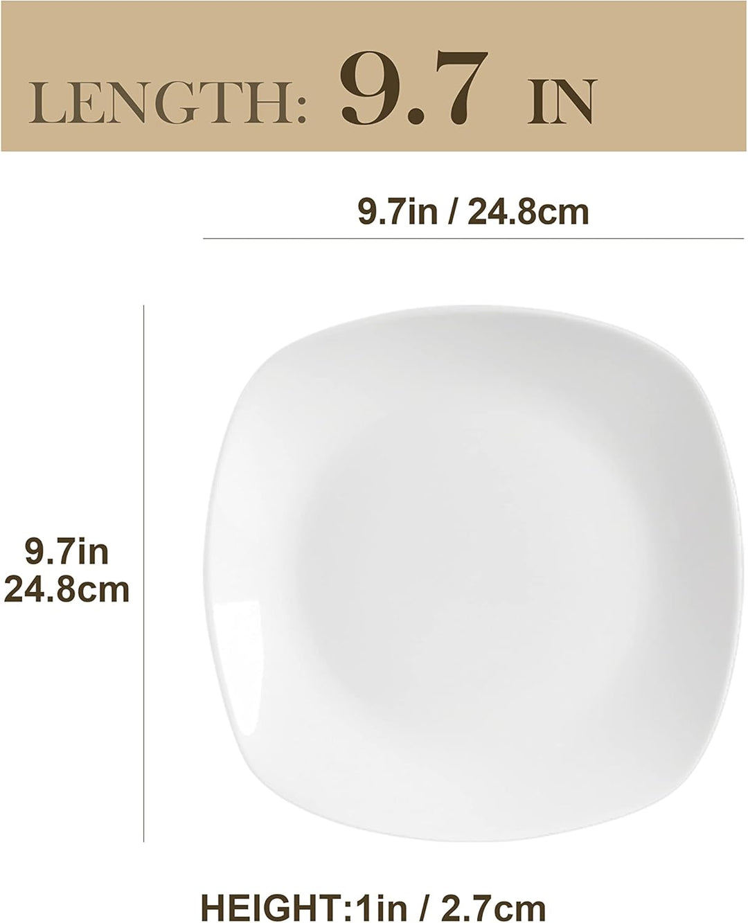 MALACASA, Serie Elisa, 6 TLG. Porzellan Tellerset Speiseteller Flache Teller Essteller Set Flachtell