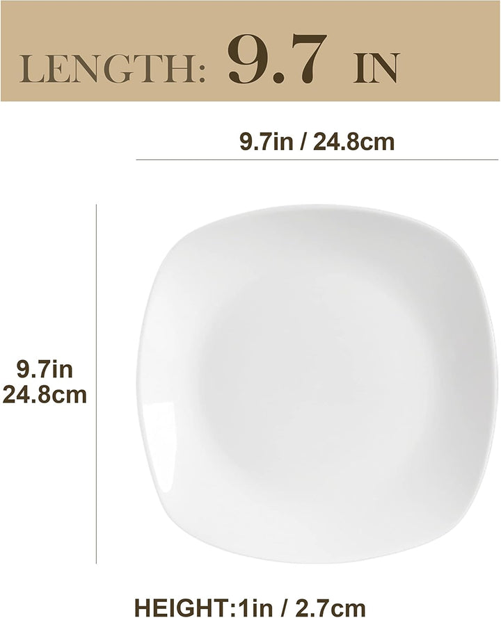 MALACASA, Serie Elisa, 6 TLG. Porzellan Tellerset Speiseteller Flache Teller Essteller Set Flachtell