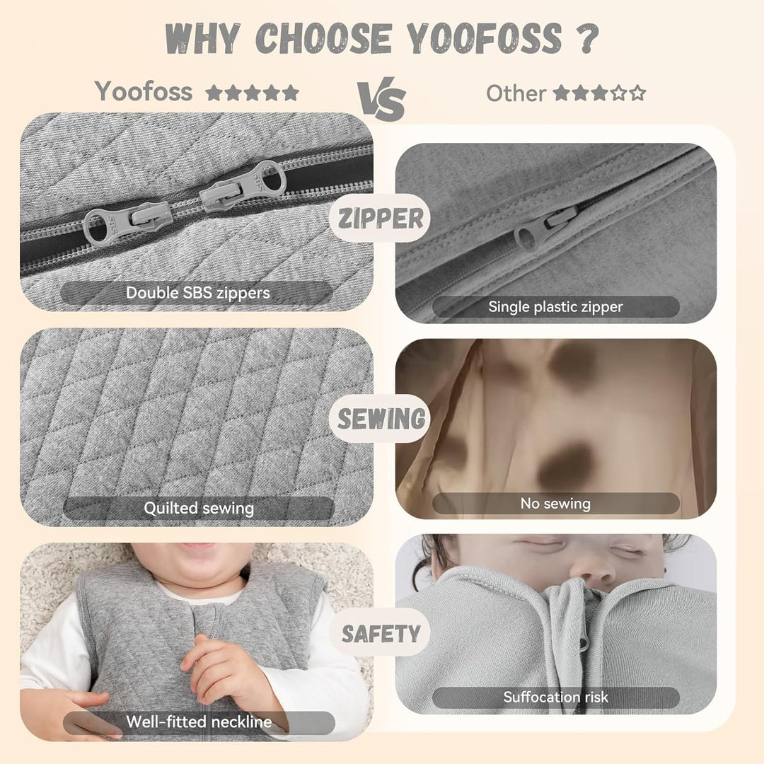 Yoofoss Baby Schlafsack Baumwolle 2.5 TOG Warm Baby Winterschlafsack Weich Babyschlafsack Neugeboren