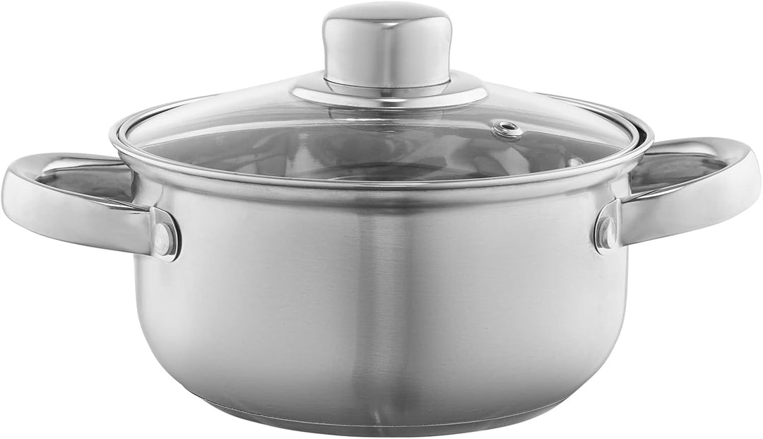 DOMOTTI Topfset Induktion Kochtopf Set 4-teilig mit Glasdeckel Edelstahl Kapselboden Induktionsgeeig