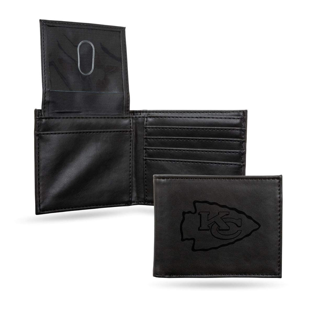 Rico Industries NFL Laser Engraved Billfold Wallet, Black Kansas City Chiefs, Kansas City Chiefs