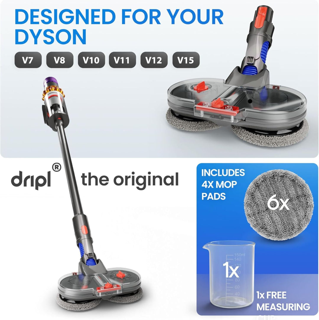 Dripl Wischaufsatz für Dyson V12 Staubsauger, Elektrischer Bodenwischer mit Abnehmbaren Wassertank u