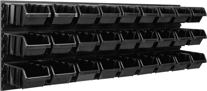 SimpleThing Lagersystem Werkstattregal | 115 x 39 cm | 27 stck. Box | Wandregal mit Stapelboxen - Wa