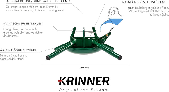 KRINNER® Weihnachtsbaum Christbaumständer Montana Stahl für grosse Bäume grün inkl. Fusspedal- und E