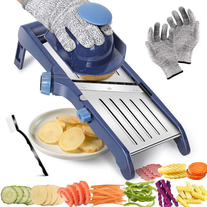 MASTERTOP Mandoline Gemüsehobel, 10 In1 Verstellbar Gemüseschneider Gurkenhobel für Kartoffelchip, Z