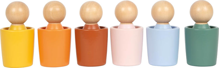 small Foot Montessori Sortierbecher mit Figuren, aus FSC® 100%-zertifiziertem Holz, Sortierspiel mit