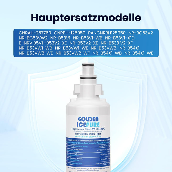 GOLDEN ICEPURE 257760 Kühlschrank-Wasserfilter, kompatibel mit Panasonic CNRAH-257760, CNRAH- 125950