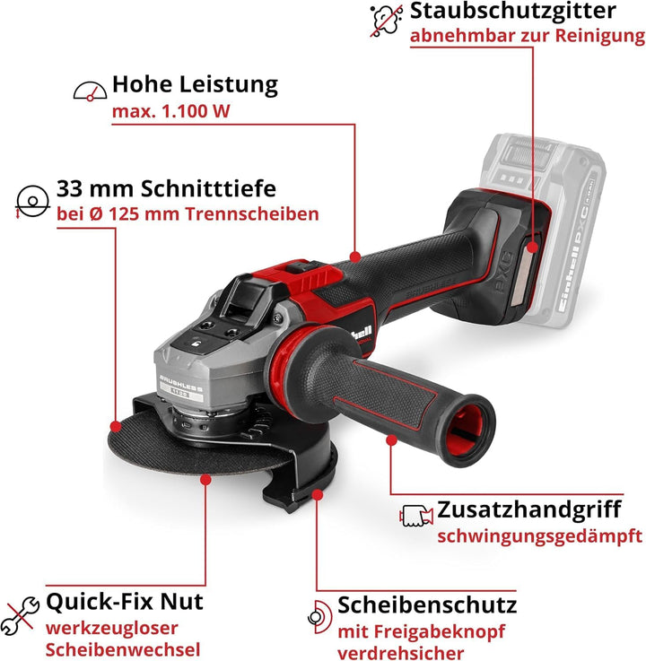 Einhell Professional Akku-Winkelschleifer TP-AG 18/125-11 Q Li BL - Solo