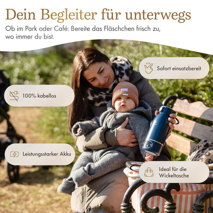 Tragbarer Flaschenwärmer für Babyflaschen – Baby Bottle Warmer mit Akku für unterwegs – präzise Temp