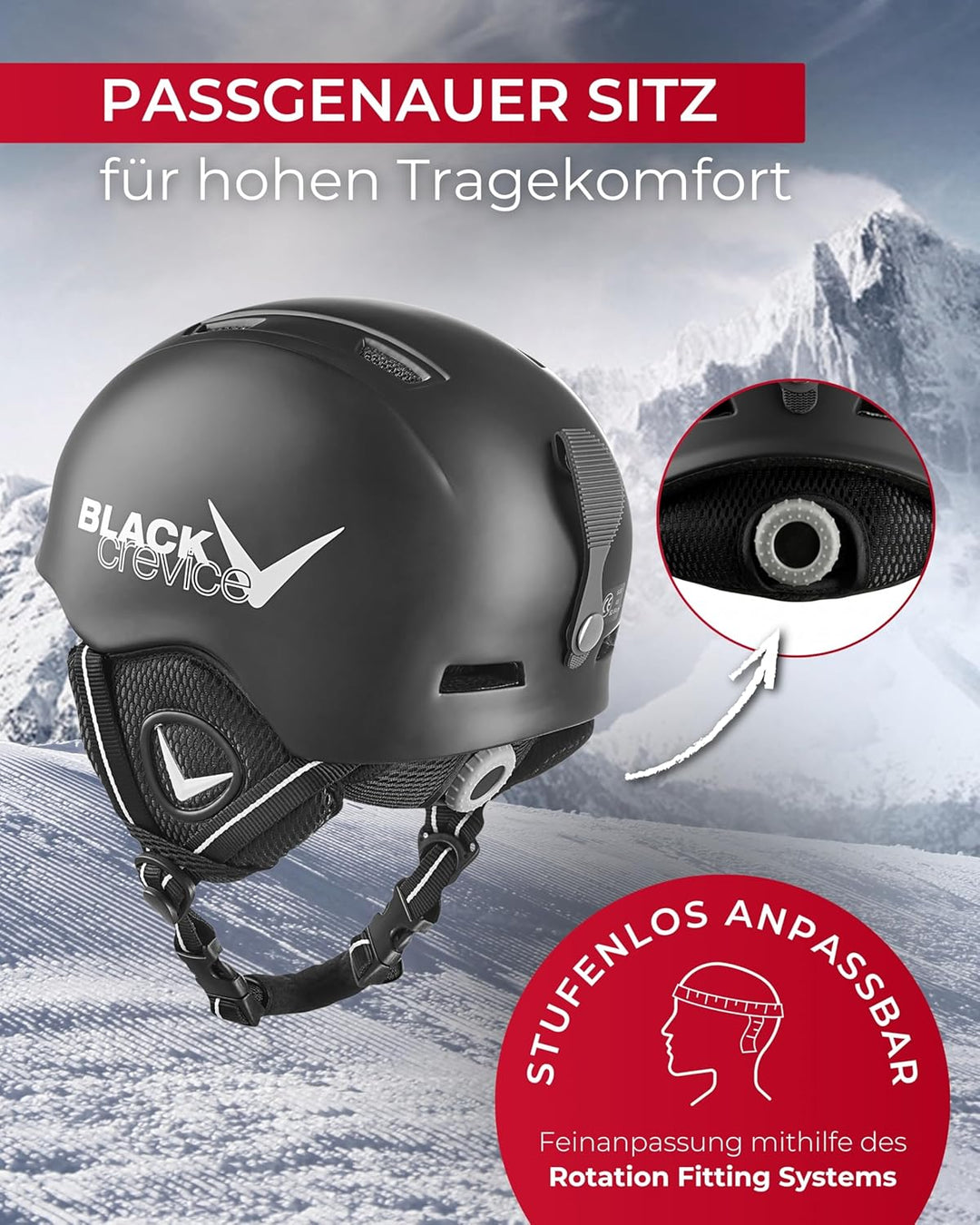 Black Crevice Kinder-Skihelm Stubai I Kinder Ski-Helm in sportlichem Design I stossfester Skihelm Mä
