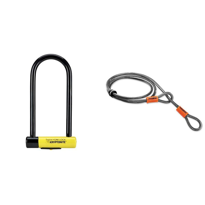 Kryptonite New York LS Fahrradschloss, robust, U-Form New-U 2017 Schloss + Schlaufenkabel 213 cm, Ne