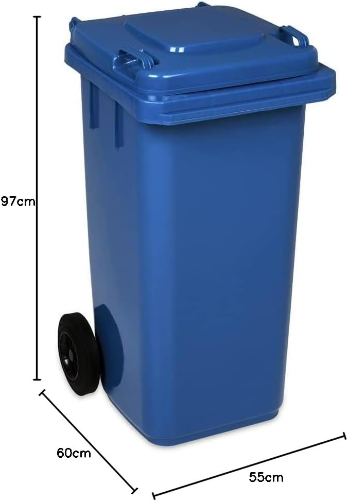 JESTIC Mülltonne Abfalltonne Reststofftonne 120L laufruhige Vollgummi-Räder NEU (blau) 120 Litros bl