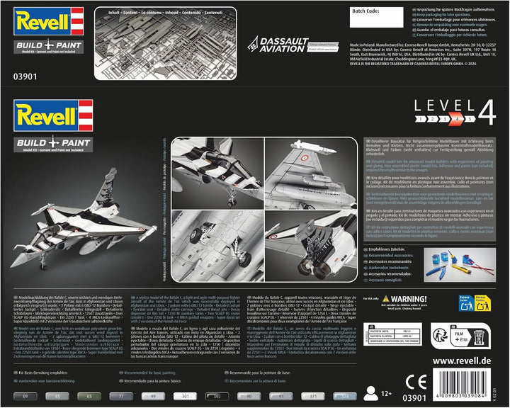 Revell RV03901 Modellbausatz Dassault Aviation Rafale C, Flugzeug im Massstab 1:48, Level 4, orginal