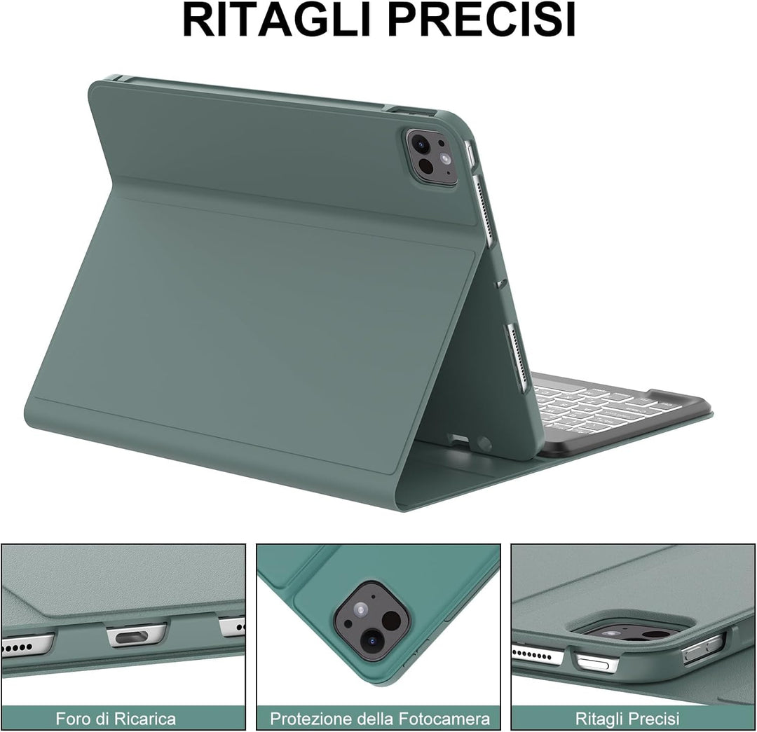 IVEOPPE Hülle mit Tastatur für iPad pro 13" 2024 (M4), Magnetisch Bluetooth QWERTZ Tastatur für iPad